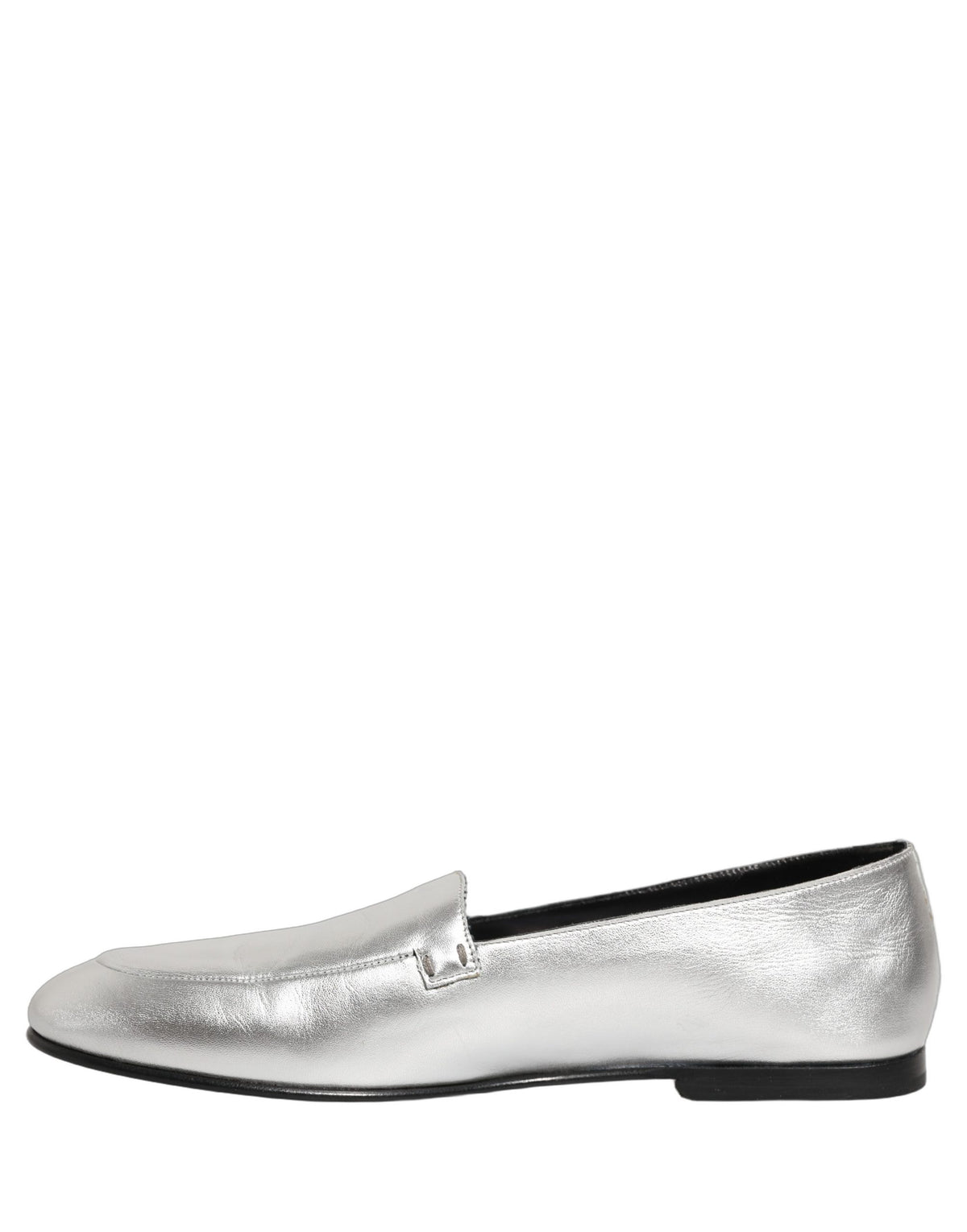Silver Leather DG Logo Slip On Loafers Shoes