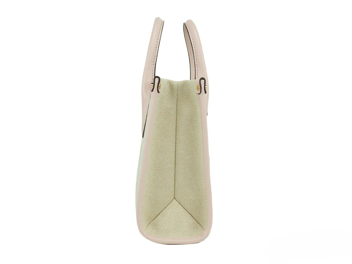 Michael Kors Mirella Small Powder Blush Canvas Shopper Crossbody Handbag Purse