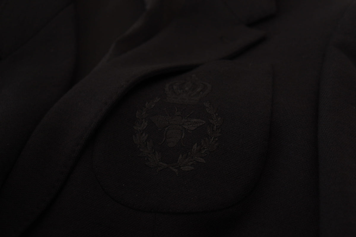 Black Wool Crown Slim Fit Jacket Blazer