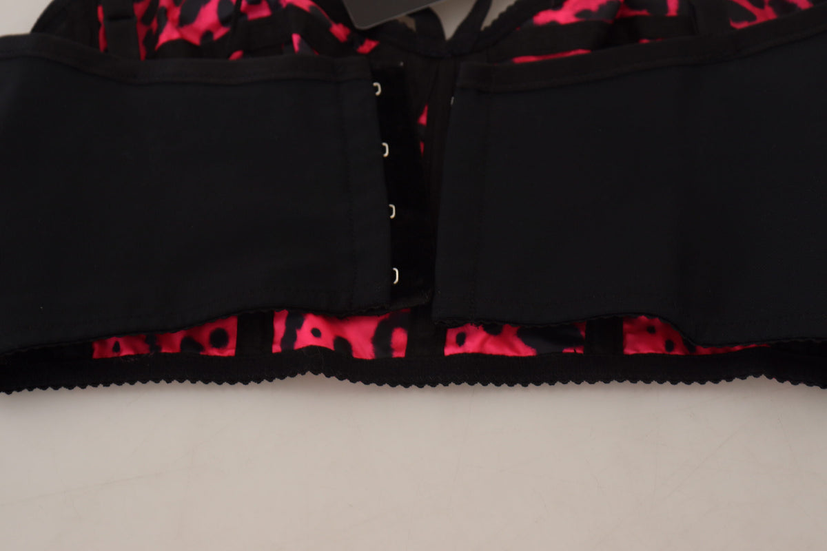 Pink Leopard Print Cropped Bustier Corset Top