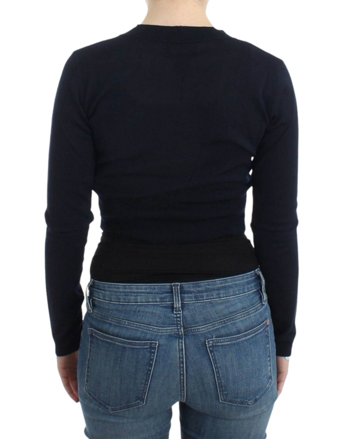 Black cropped wool cardigan