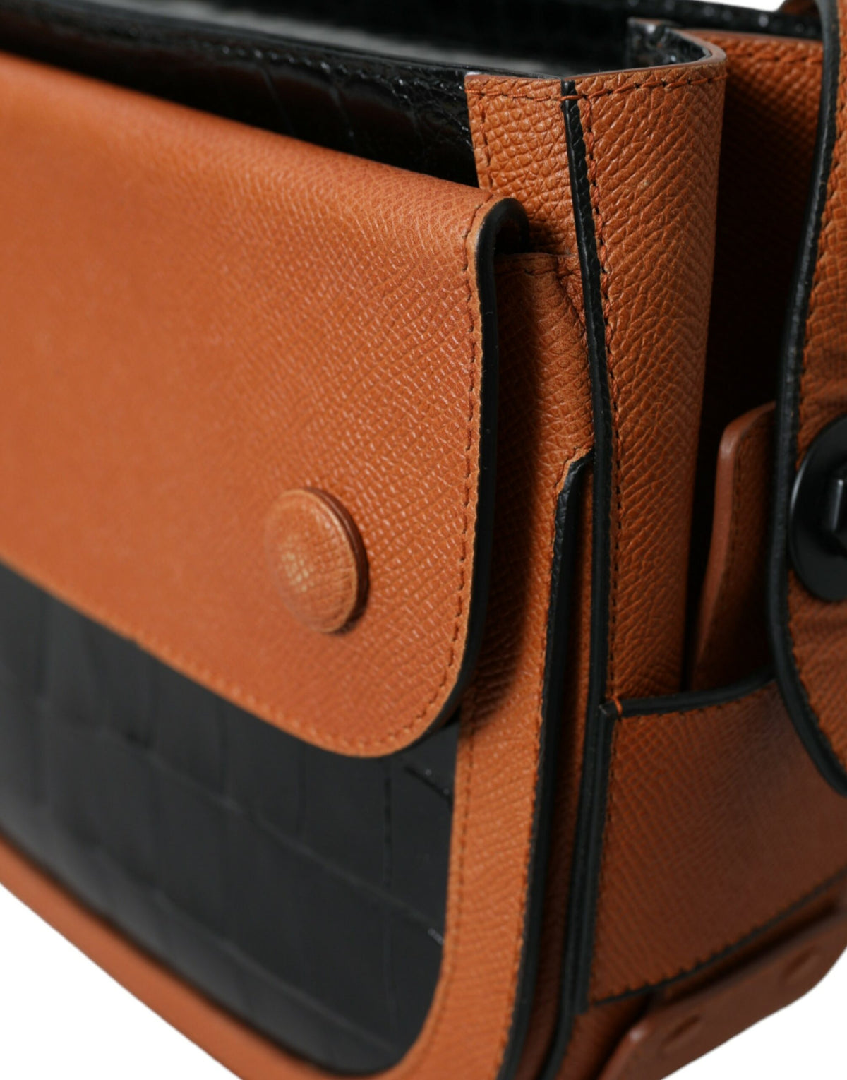 Black Brown Exotic Skin Leather Shoulder Camera Purse Bag