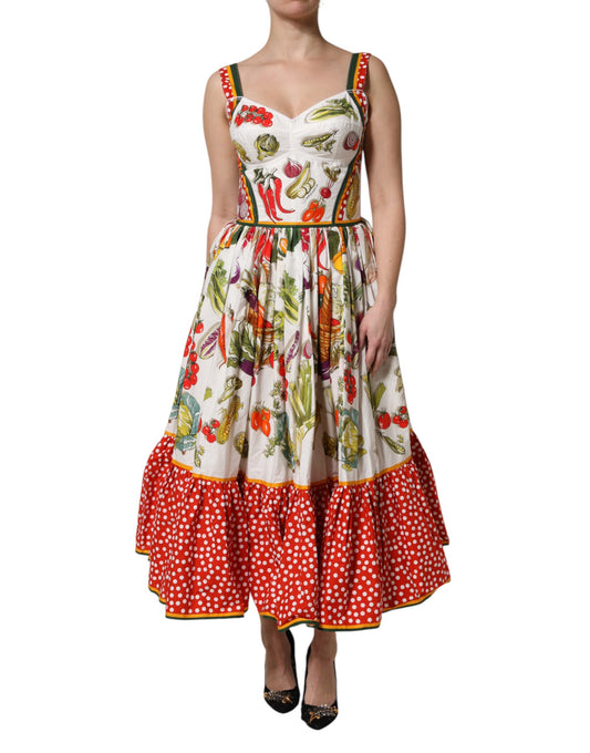 White Vegetables Sleeveless A-line Dress