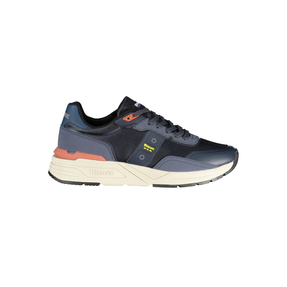 Blue Polyurethane Men Sneaker