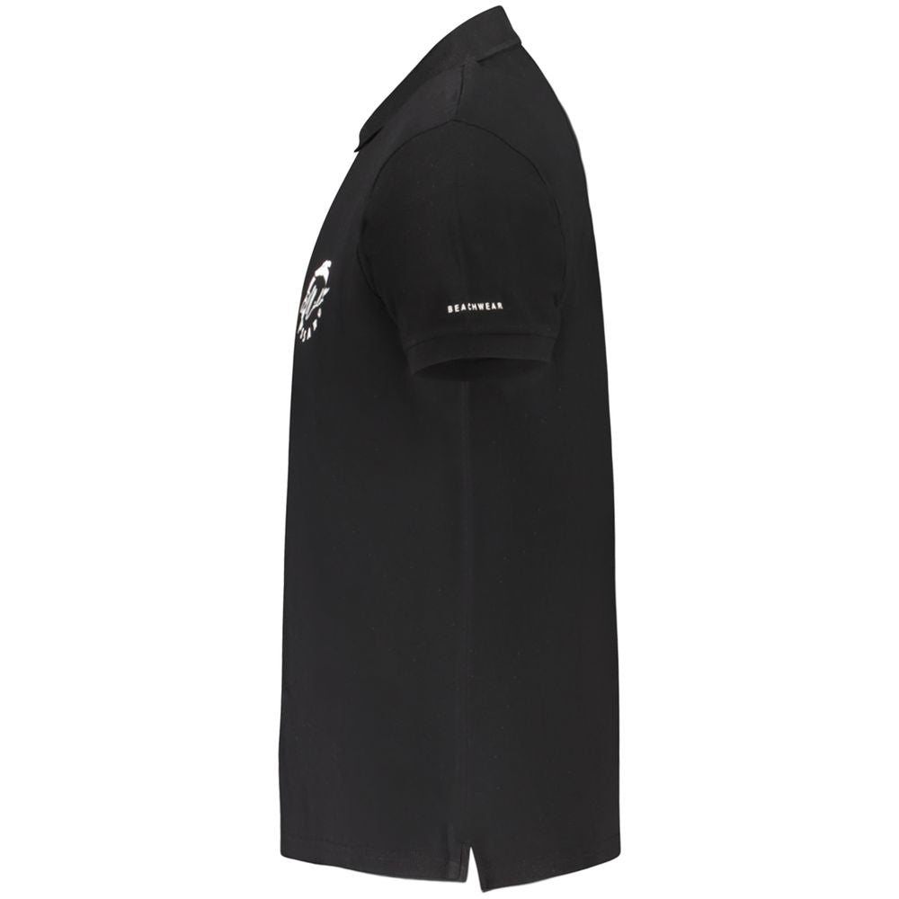 Black Cotton Men Polo