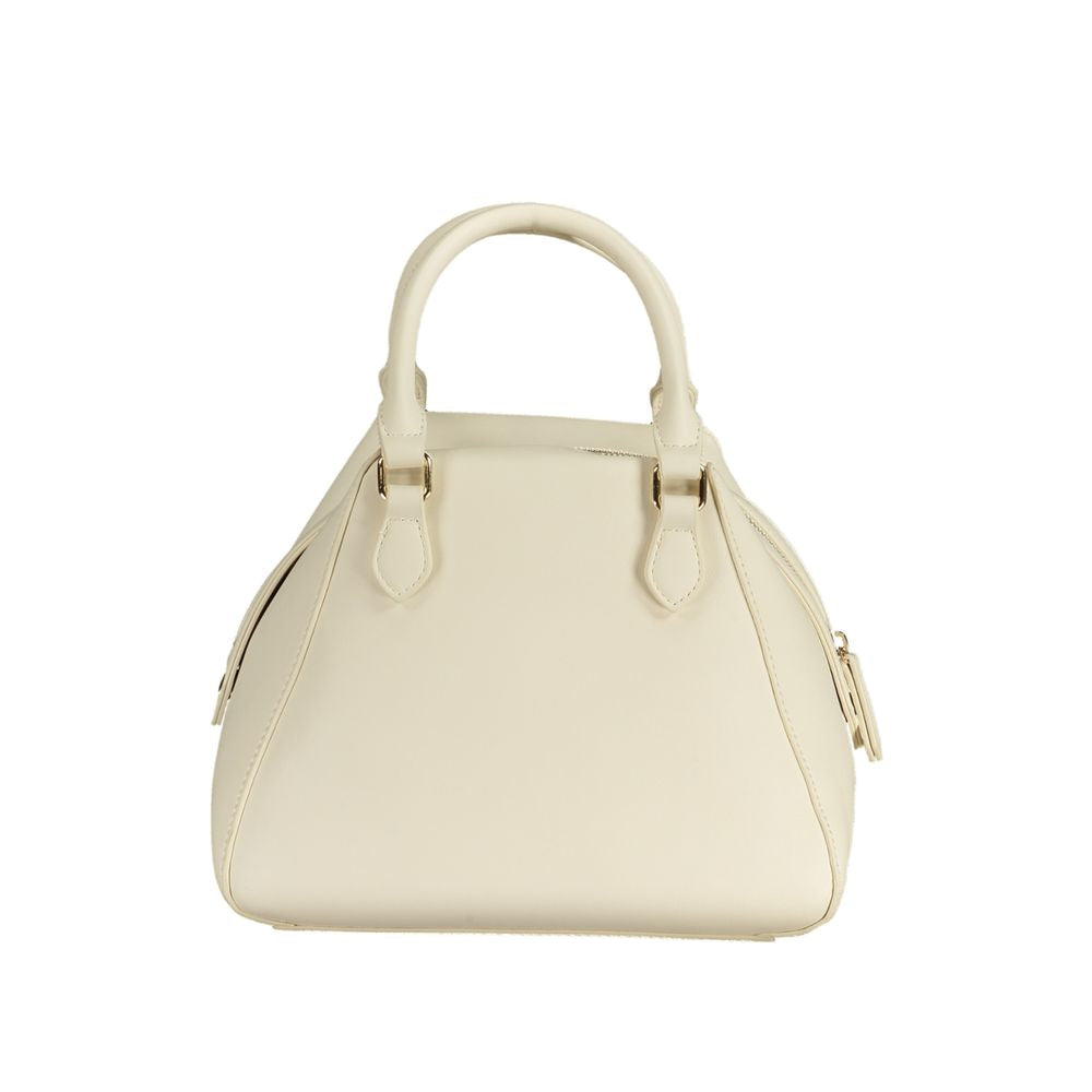 Bianco Polyurethane Women's Bag with Handles and Shoulder Strap
