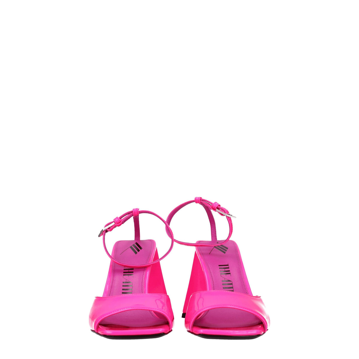 Pink Leather Stiletto Heel Sandals