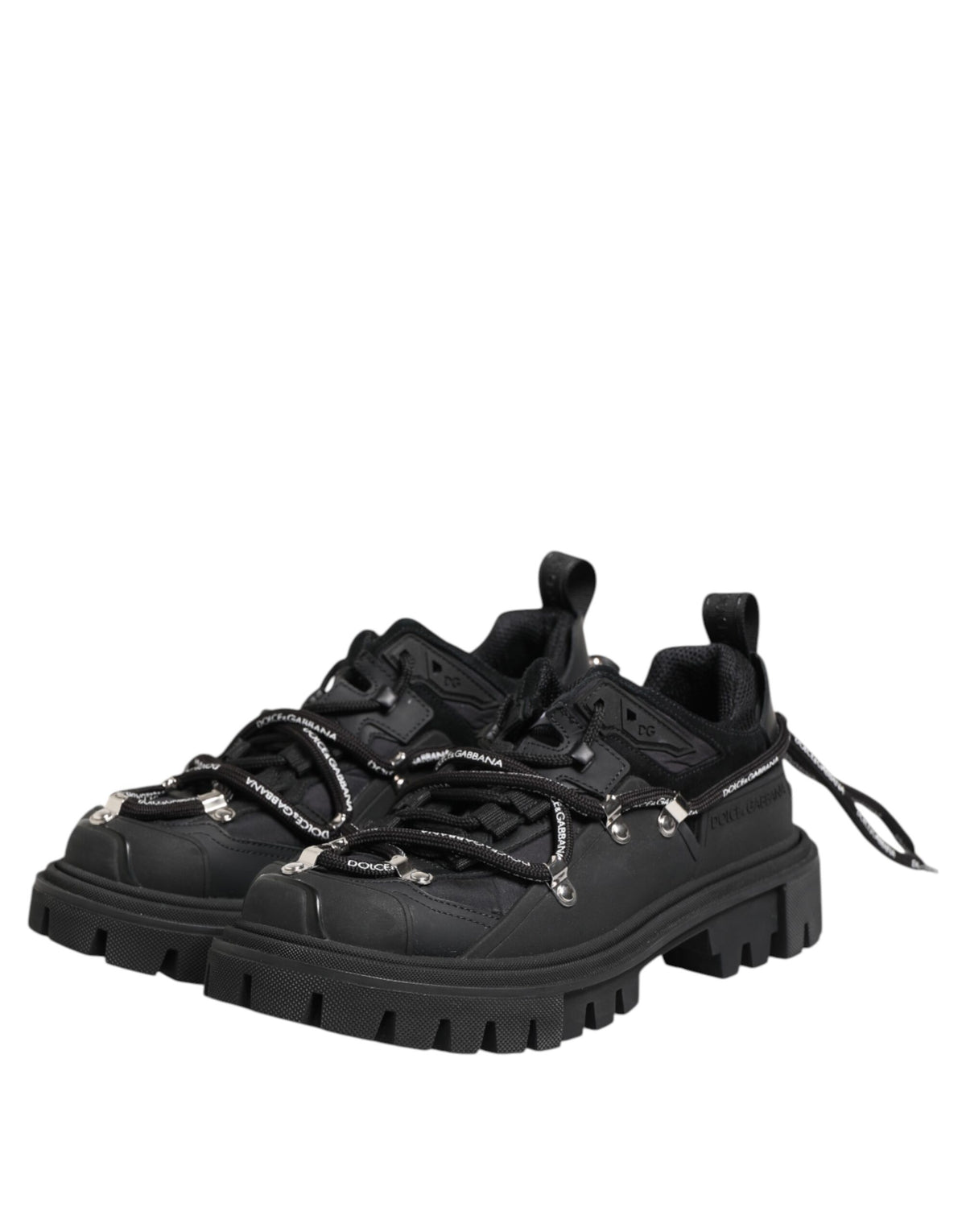 Black Low Top Lace Up Trekking Sneakers Shoes