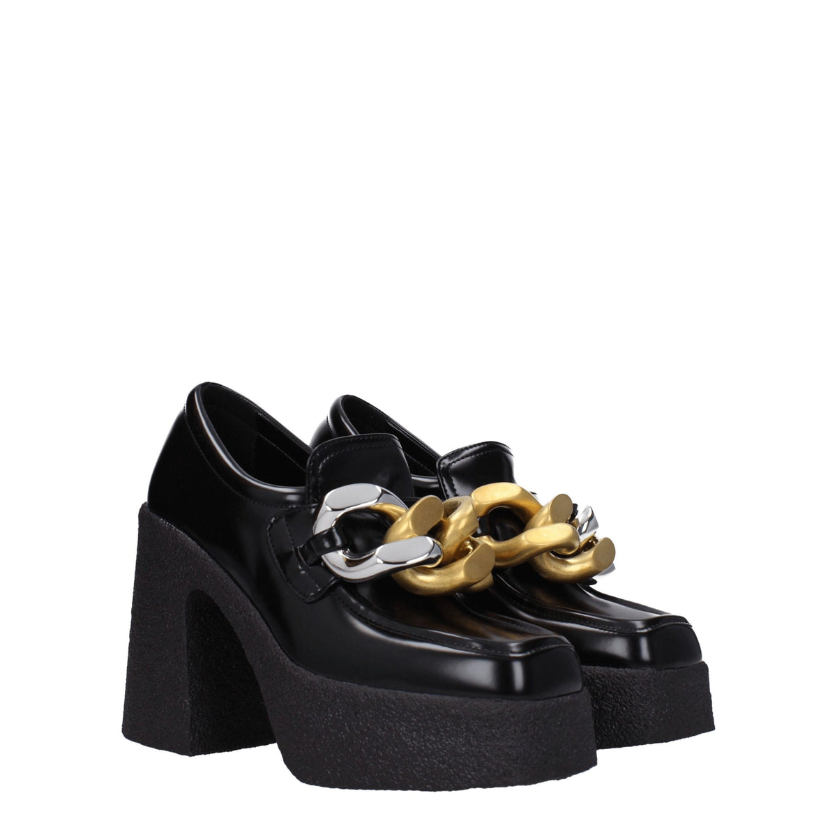 Black Leather Platform Loafers
