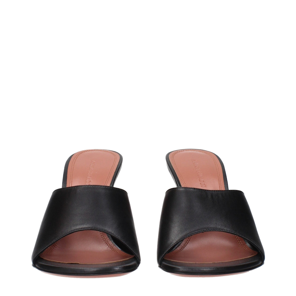 Black Leather Stiletto Heel Sandals