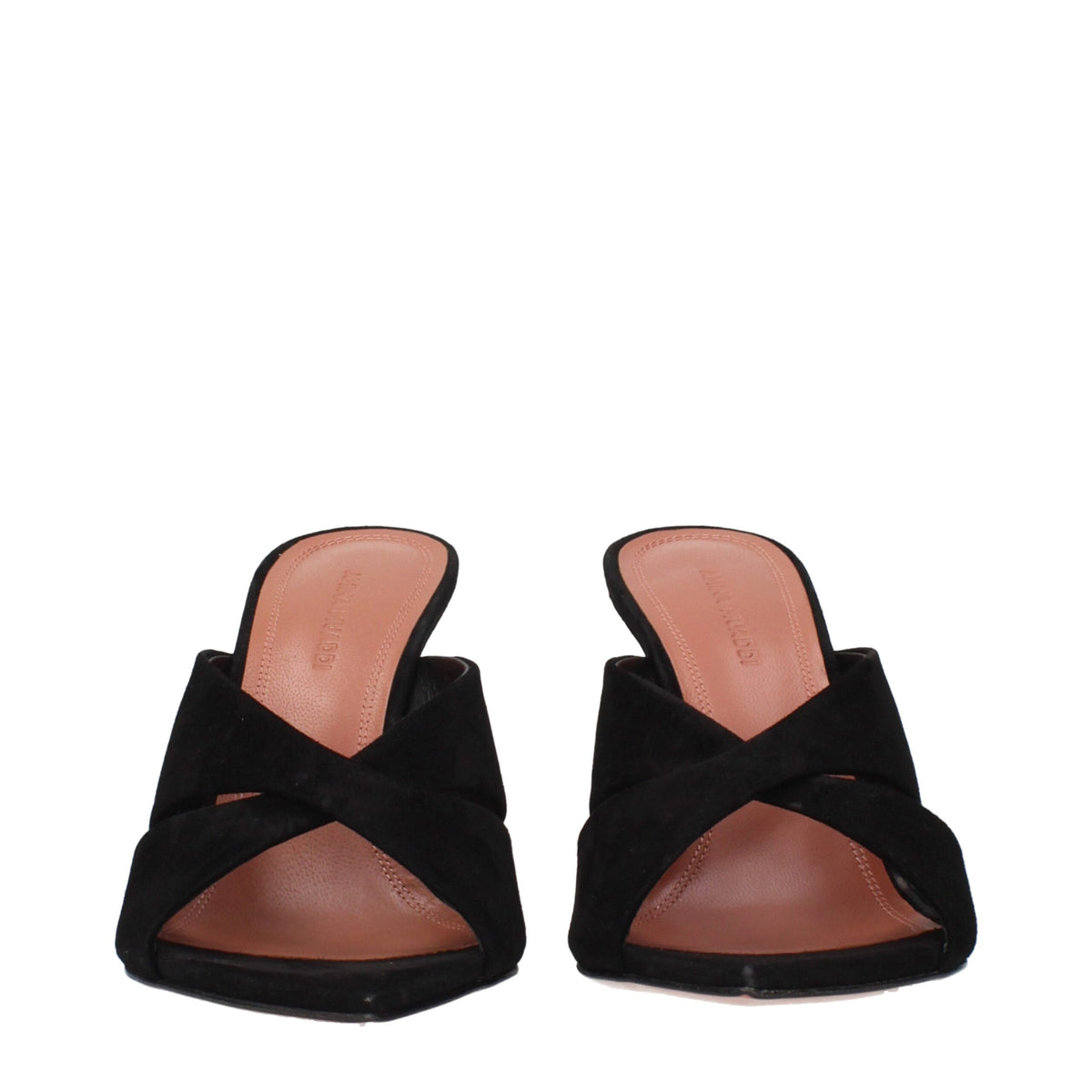 Black Leather Stiletto Heel Sandals