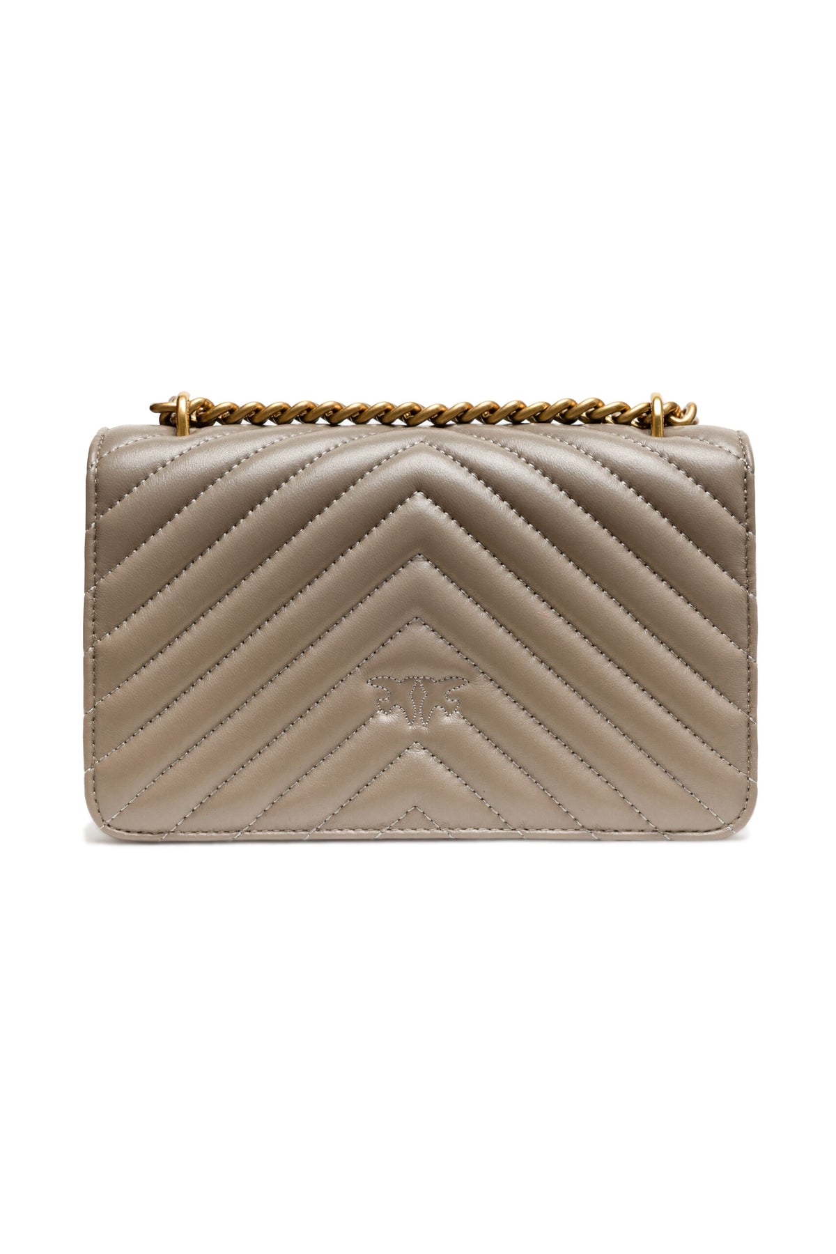 Grey Leather Love One Mini Shoulder Bag