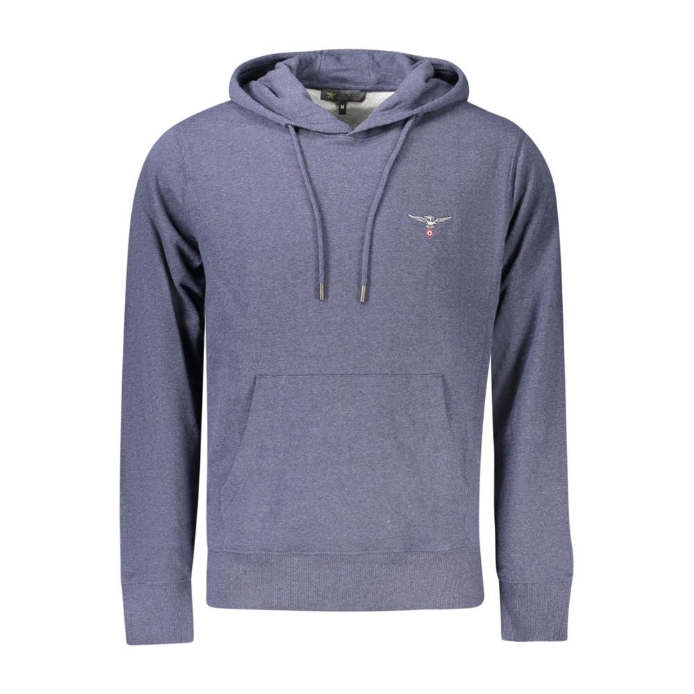 Blue Recycled Cotton Men's Hooded Sweatshirt