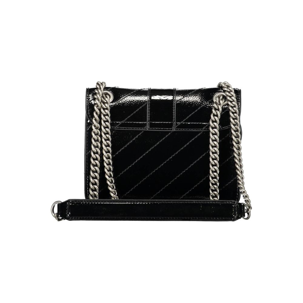 Black Polyurethane Women Shoulder Bag