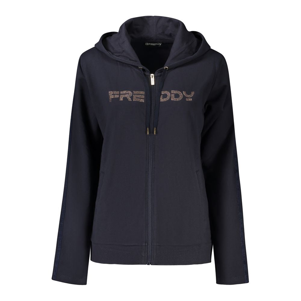 Blue Cotton Women Sweatshirt