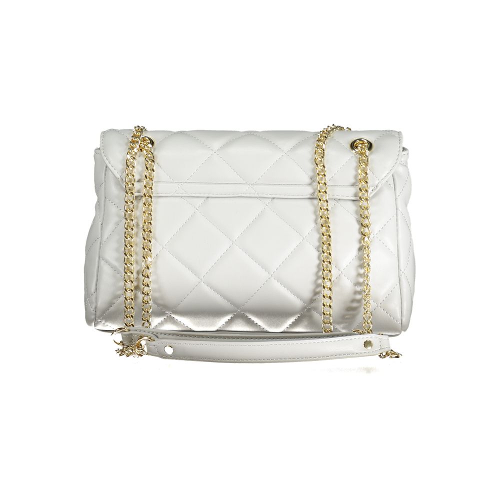 Gray Polyurethane Women's Bag With Chain Shoulder Handle