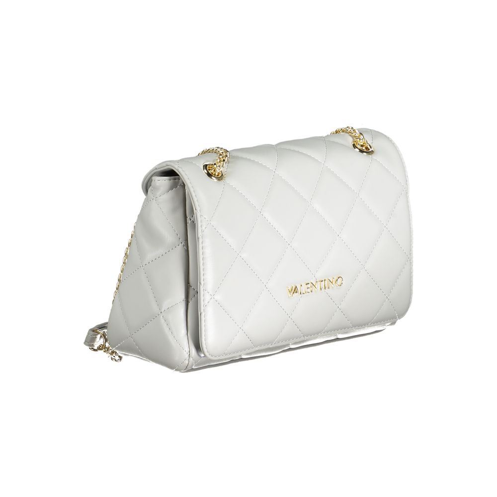 Gray Polyurethane Women's Bag With Chain Shoulder Handle
