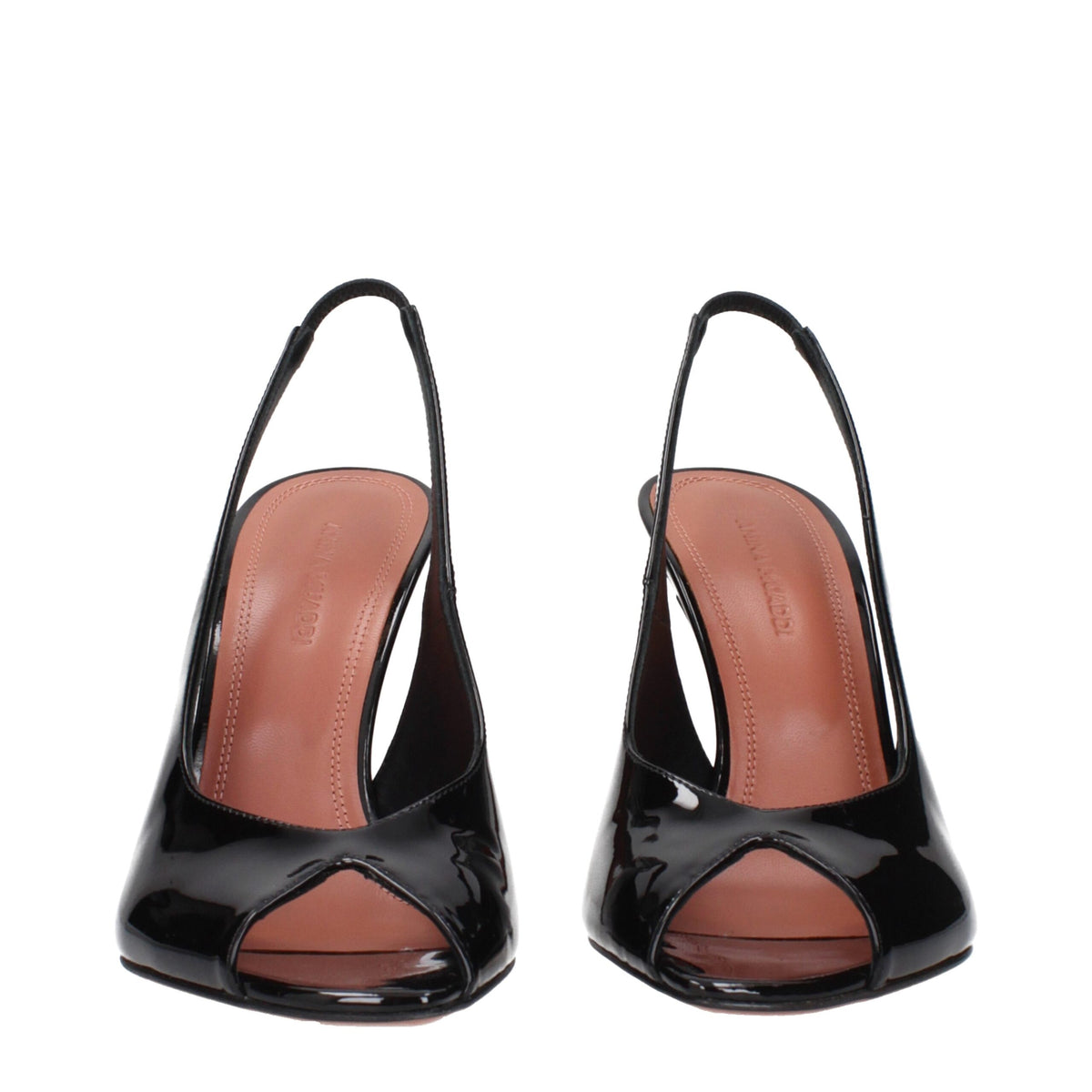 Black Leather Stiletto Heel Sandals