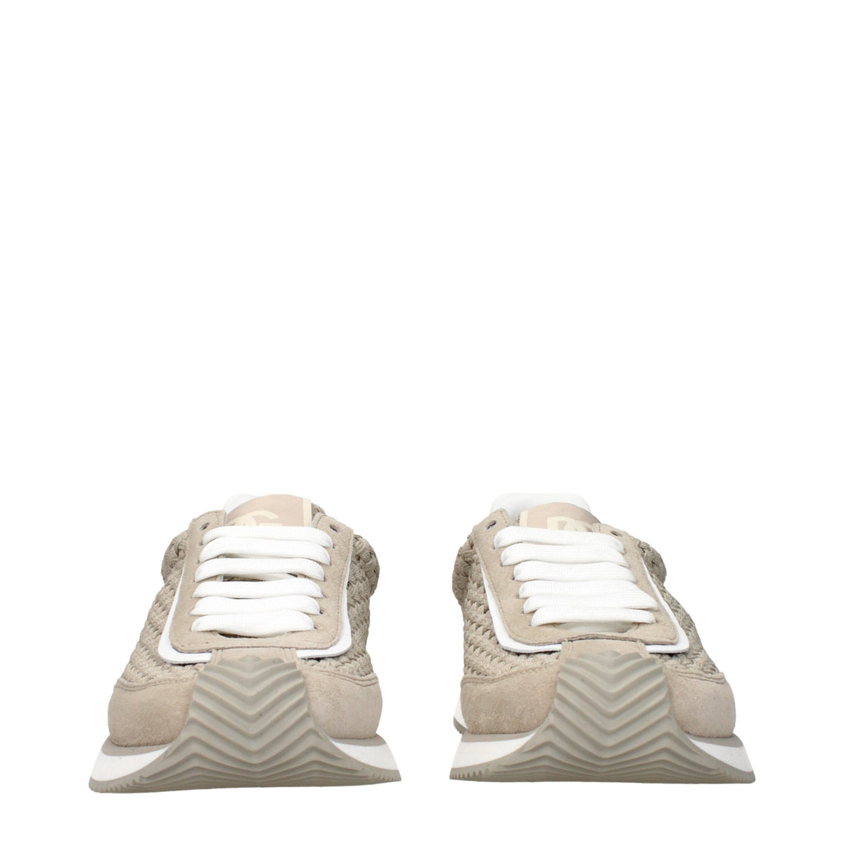 Beige Fabric Low Top Sneakers