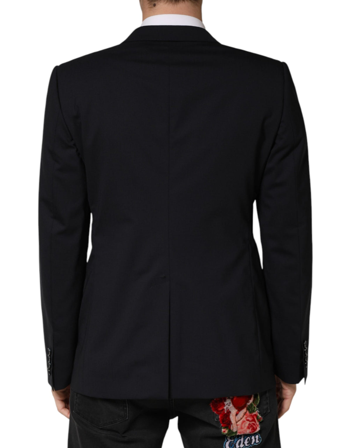 Dark Blue Wool Single Breasted 2 Button Blazer